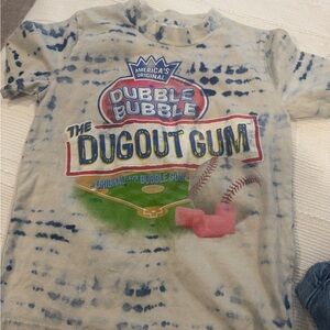 abercrombie kids Cream and Blue Tie-Dye Dugout Gum Graphic Tee